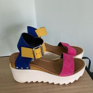 Steve Madden Pink and Blue Platform Sandals